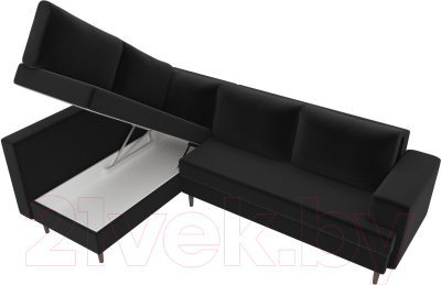 Диван угловой Лига Диванов Сильвана 198 левый (микровельвет черный)