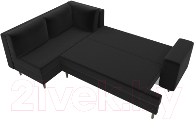 Диван угловой Лига Диванов Сильвана 198 левый (микровельвет черный)