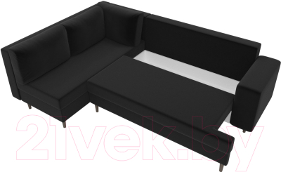 Диван угловой Лига Диванов Сильвана 198 левый (микровельвет черный)