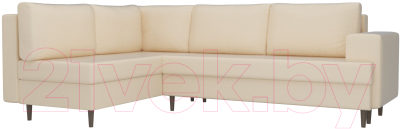 Диван угловой Лига Диванов Сильвана 198 левый (экокожа бежевый) - фото