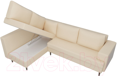 Диван угловой Лига Диванов Сильвана 198 левый (экокожа бежевый)