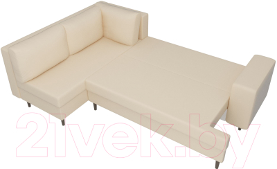 Диван угловой Лига Диванов Сильвана 198 левый (экокожа бежевый)