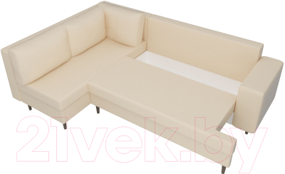 Диван угловой Лига Диванов Сильвана 198 левый (экокожа бежевый)