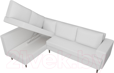 Диван угловой Лига Диванов Сильвана 198 левый (экокожа белый)