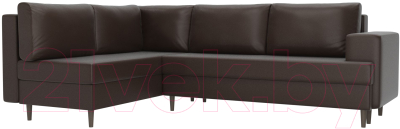 Диван угловой Лига Диванов Сильвана 198 левый (экокожа коричневый) - фото