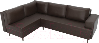 Диван угловой Лига Диванов Сильвана 198 левый (экокожа коричневый)