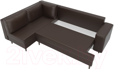Диван угловой Лига Диванов Сильвана 198 левый (экокожа коричневый)