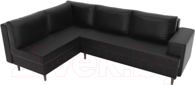 Диван угловой Лига Диванов Сильвана 198 левый (экокожа черный)