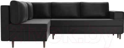 Диван угловой Лига Диванов Сильвана 198 левый (экокожа черный)