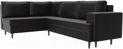 Диван угловой Лига Диванов Сильвана 198 левый (экокожа черный)