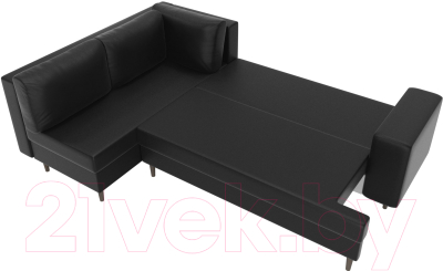 Диван угловой Лига Диванов Сильвана 198 левый (экокожа черный)