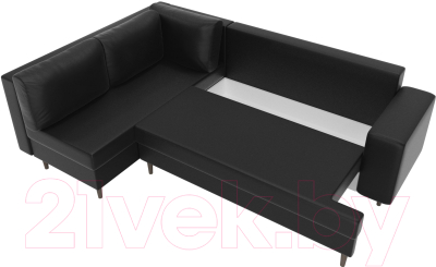 Диван угловой Лига Диванов Сильвана 198 левый (экокожа черный)