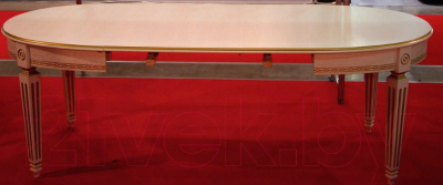 Обеденный стол ТехКомПро Лекс 1 ножка квадратная (дуб/тон орех/золотая патина)