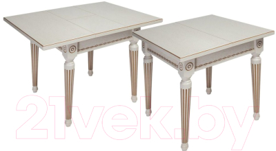 Обеденный стол ТехКомПро Лекс 5 ножка круглая (бук/тон 1/золотая патина)