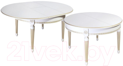 Обеденный стол ТехКомПро Лекс 6 ножка круглая (бук/тон 1/золотая патина)