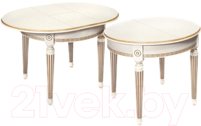 Обеденный стол ТехКомПро Лекс 7 ножка круглая (бук/тон 1/золотая патина)