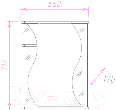 Шкаф с зеркалом для ванной Onika Лилия 55.00 У (205532)
