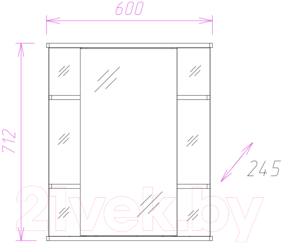 Шкаф с зеркалом для ванной Onika Глория 60.01 L (206007)