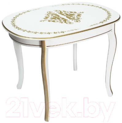 Обеденный стол ТехКомПро Азалия 1000x700 с рисунком №1 (бук/тон 1/золотая патина) - фото