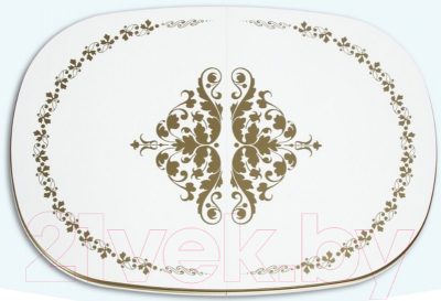 Обеденный стол ТехКомПро Азалия 1000x700 с рисунком №1 (бук/тон 1/золотая патина)