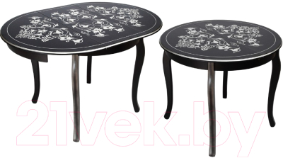 Обеденный стол ТехКомПро Азалия К900 С рисунком №3 (бук/тон черный/серебристая патина)