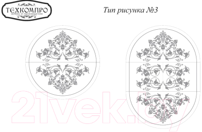 Обеденный стол ТехКомПро Камелия К с рисунком №3 (бук/тон 1/золотая патина)