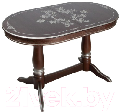 Обеденный стол ТехКомПро Комфорт МО С рисунком №2 тип Б (бук/тон орех/серебристая патина) - фото