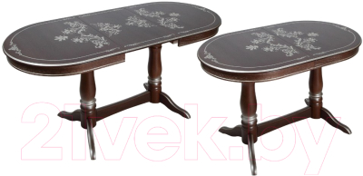 Обеденный стол ТехКомПро Комфорт МО С рисунком №2 тип Б (бук/тон орех/серебристая патина)