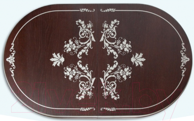 Обеденный стол ТехКомПро Комфорт МО С рисунком №2 тип Б (бук/тон орех/серебристая патина)