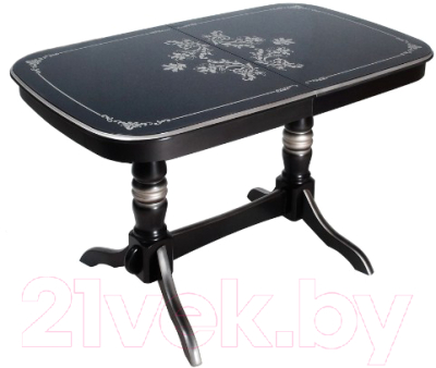 Обеденный стол ТехКомПро Комфорт МП С рисунком №2 тип А (бук/тон черный/серебристая патина) - фото