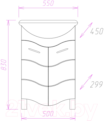 Тумба под умывальник Onika Лайн 55.11 (105524)