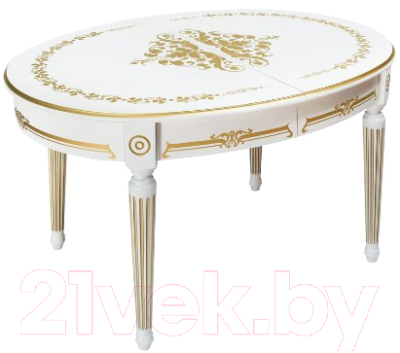 Обеденный стол ТехКомПро Лекс 1 с рисунком №1 (бук/тон 1/золотая патина) - фото