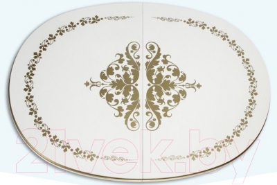 Обеденный стол ТехКомПро Лекс 1 с рисунком №1 (бук/тон 1/золотая патина)