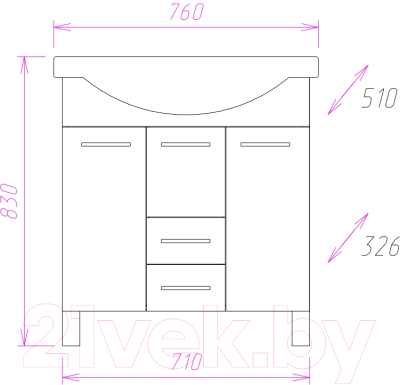 Тумба под умывальник Onika Моника 75.10 (107501)
