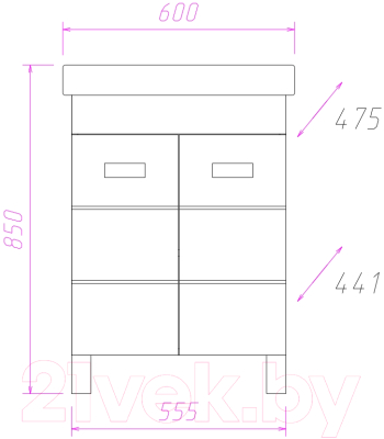 Тумба под умывальник Onika Балтика-Квадро 60.10 (106035)
