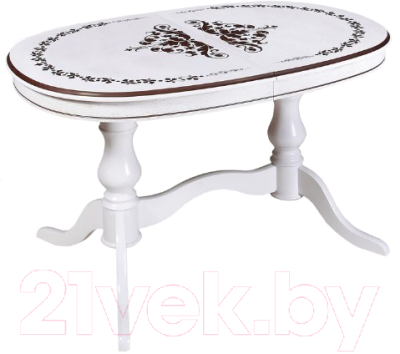 Обеденный стол ТехКомПро Юкка 1200 c рисунком №1 (бук/тон 1/патина) - фото