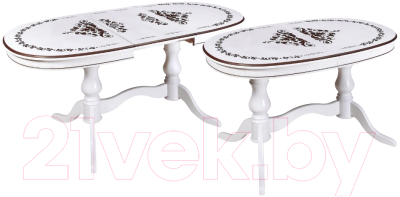 Обеденный стол ТехКомПро Юкка 1200 c рисунком №1 (бук/тон 1/патина)