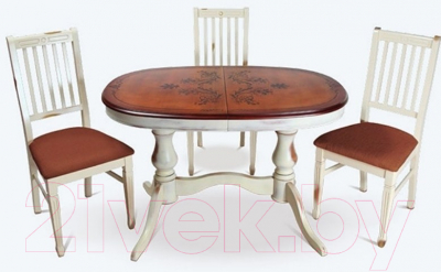 Обеденный стол ТехКомПро Юкка 1200 c рисунком №1 (бук/тон 1/патина)