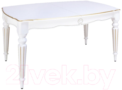 Обеденный стол ТехКомПро Лекс 9 (10) 1100x2000(2500)x750 (бук/тон 1/золотая патина/белый) - фото
