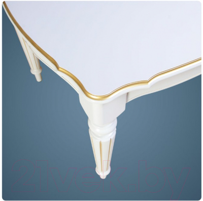 Обеденный стол ТехКомПро Лекс 9 (10) 1100x2000(2500)x750 (бук/тон 1/золотая патина/белый)