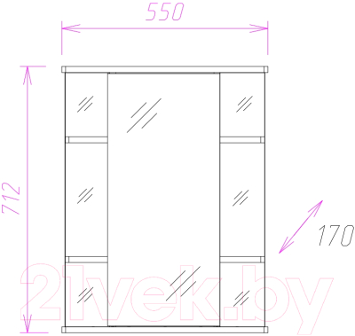 Шкаф с зеркалом для ванной Onika Глория 55.00 У (205531)