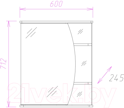 Шкаф с зеркалом для ванной Onika Луна 60.01 L