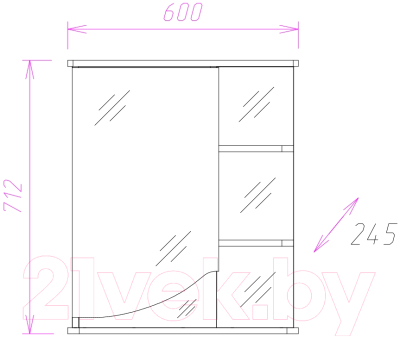 Шкаф с зеркалом для ванной Onika Виола 60.01 L (206003)
