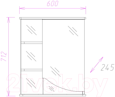 Шкаф с зеркалом для ванной Onika Виола 60.01 R