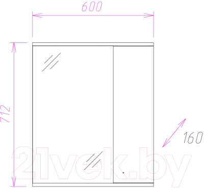 Шкаф с зеркалом для ванной Onika Ника 60.01 L