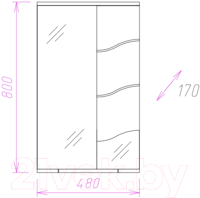 Шкаф с зеркалом для ванной Onika Лайн 48.01 R