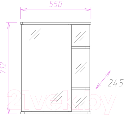 Шкаф с зеркалом для ванной Onika Карина 55.01 L