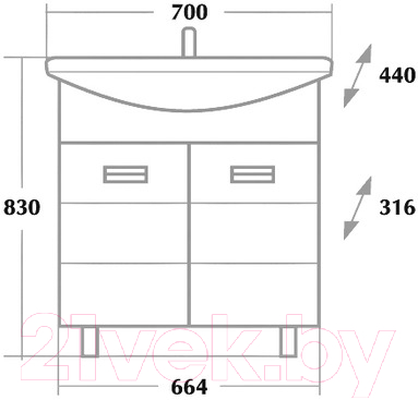 Тумба под умывальник Onika Балтика 70.17 (107028)