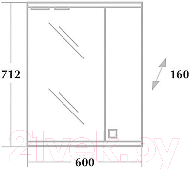 Шкаф с зеркалом для ванной Onika Лига 60.01 R