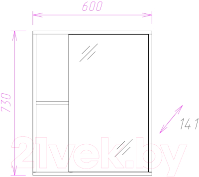 Шкаф с зеркалом для ванной Onika Дельта 60.00 У (206060)
